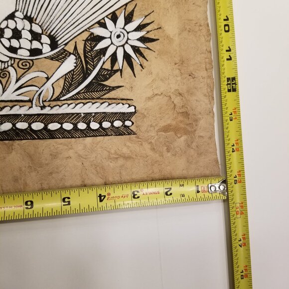 Aztec Mayan Clock with Aztec Birds Original Hand Painting on Paper from Mexico - Picture 5 of 7